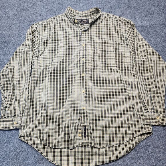 Abercrombie Fitch Vtg. Shirt Men XXL Check Pleated Long Sleeve Button Up 2XL Y2K - Picture 1 of 8
